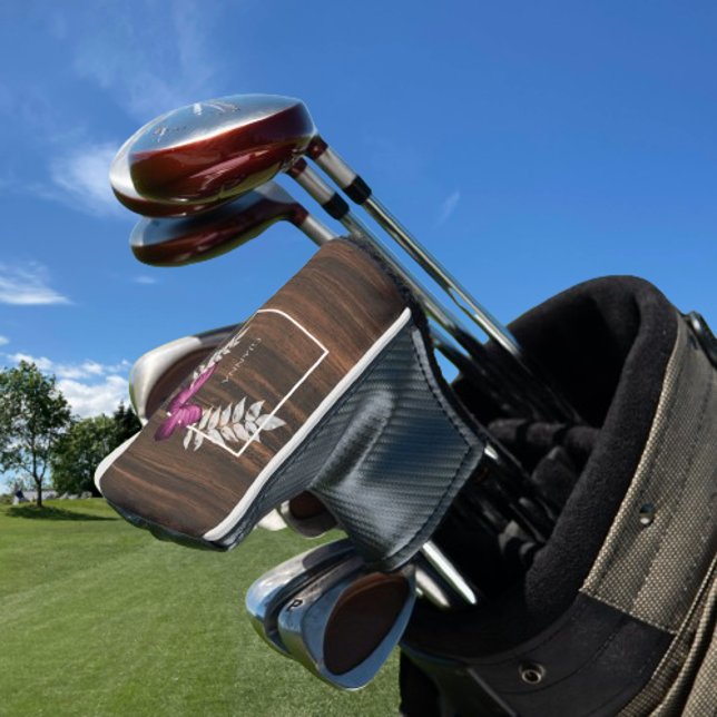 Rustic Pink Butterfly Golf Head Cover (Rustic Pink Butterfly Personalized Golf Head Cover)