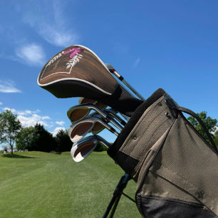 Rustic Pink Butterfly Golf Head Cover