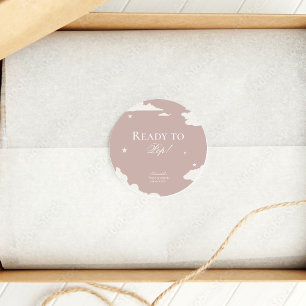 Rustic pink cloud minimal Ready to Pop baby shower Classic Round Sticker