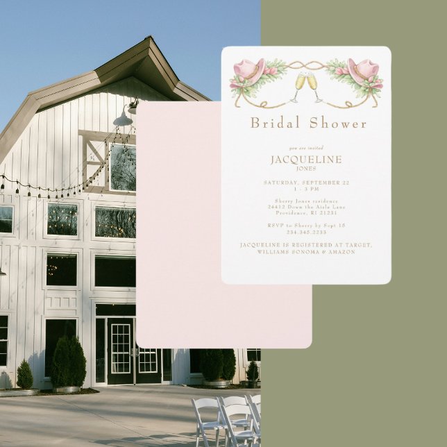 Rustic Pink Cowboy Hat Rustic Bridal Shower Invitation (Creator Uploaded)