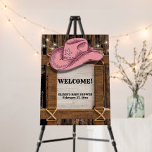 Rustic Pink Cowgirl Hat Baby Shower