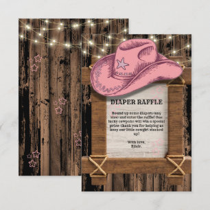 Rustic Pink Cowgirl Hat Baby Shower  Enclosure Card