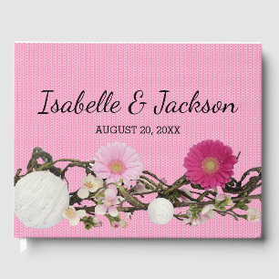 Rustic Pink Daisy Boho Chic Personalised Guest Book