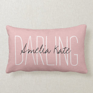 Rustic Pink Darling Monogram Lumbar Cushion