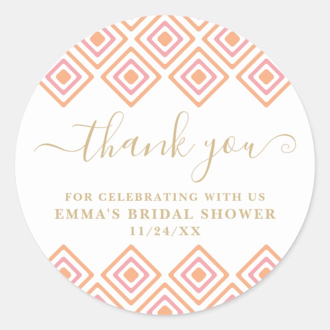 Rustic Pink Diamond Thank You Sticker (Front)