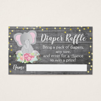 Rustic Pink Elephant Baby Shower Diaper Raffle