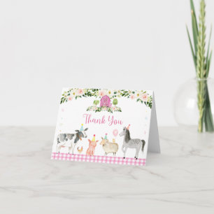 Rustic Pink Farm Floral Birthday Thank You Card