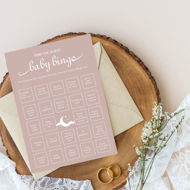 Rustic pink find the guest baby bingo game invitation (Creator Uploaded)