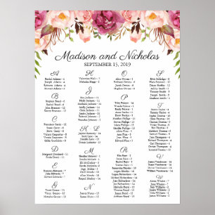 Rustic Pink Floral Alphabetical Seating Chart