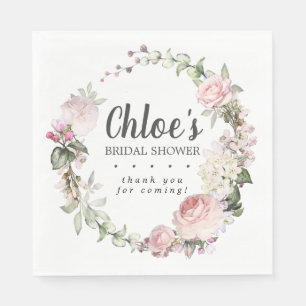 Rustic Pink Floral Bridal Shower Thank You Napkin