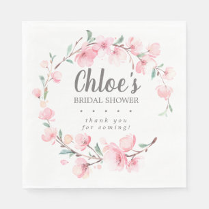 Rustic Pink Floral Bridal Shower Thank You Napkin