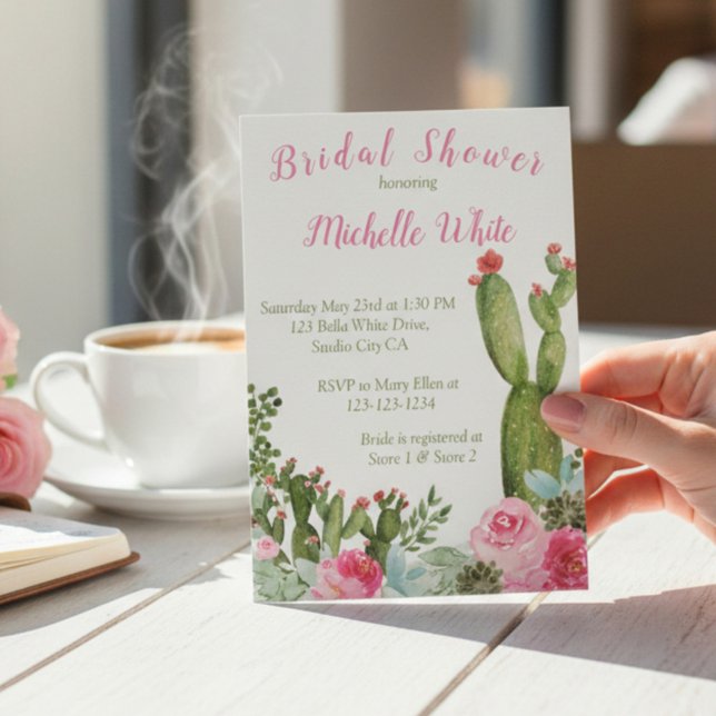Rustic Pink Floral Cactus Bridal Shower (Creator Uploaded)
