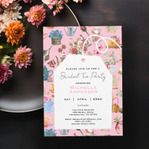 Rustic Pink Floral Garden Tea Party Bridal Shower
