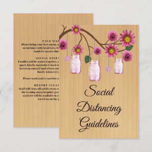 Rustic Pink Floral Mason Jar Safety Measures Enclosure Card