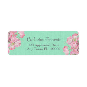 Rustic Pink Floral on Mint Green Burlap