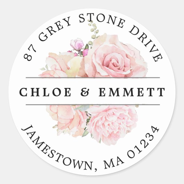 Rustic Pink Floral Return Address Label (Front)