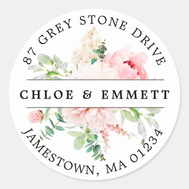 Rustic Pink Floral Return Address Label (Front)