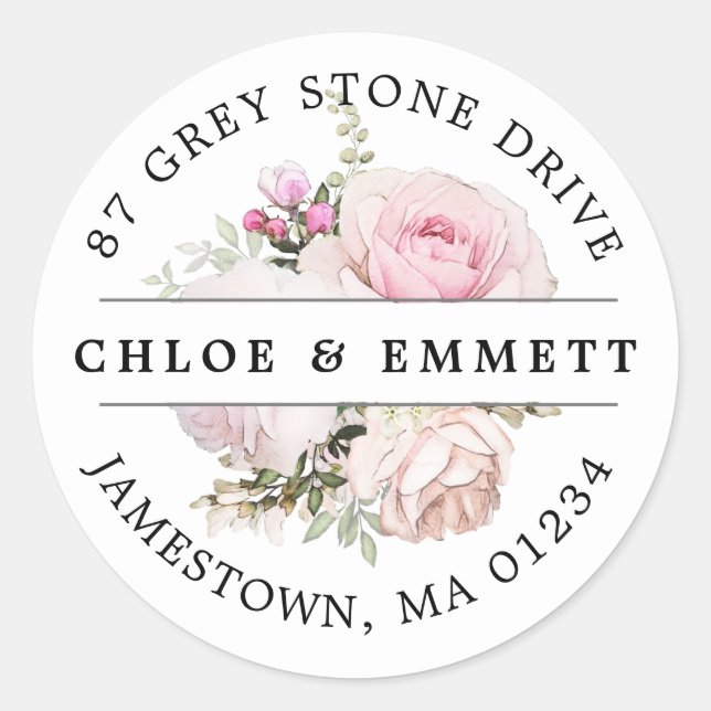 Rustic Pink Floral Return Address Label (Front)