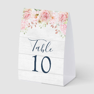 Rustic Pink Floral Spring Wedding Table Number