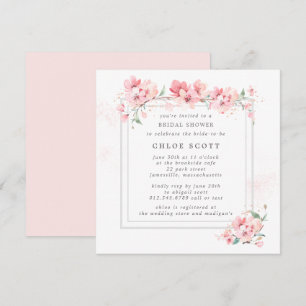 Rustic Pink Floral Watercolor Bridal Shower Invitation