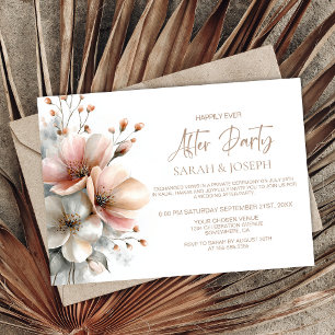 Rustic Pink Floral Wedding After Party Invitation