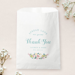 Rustic Pink Floral Wedding Bridal Shower Face Mask Favour Bags