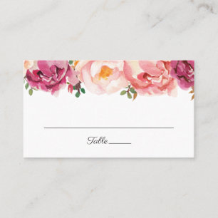 Rustic Pink Floral Wedding Flat Place Cards