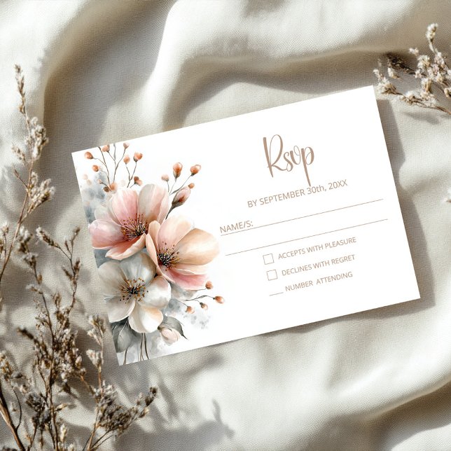 Rustic Pink Floral Wedding RSVP (Creator Uploaded)