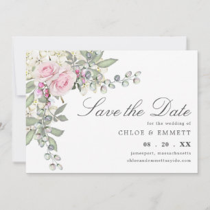 Rustic Pink Floral Wedding Save the Date