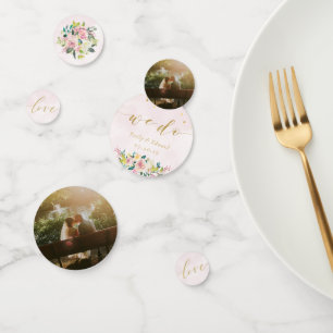 Rustic Pink Floral Wedding Table Confetti