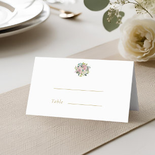 Rustic Pink Floral Wedding Tented Place Cards