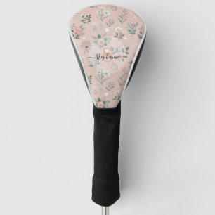 Rustic Pink Floral with White Blooms and Greenery Golf Head Cover