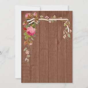 Rustic Pink Floral Wood Wedding Bridal Shower  Inv Invitation