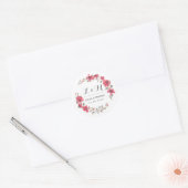 Rustic Pink Floral Wreath Monogram Wedding Sticker (Envelope)