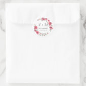 Rustic Pink Floral Wreath Monogram Wedding Sticker (Bag)