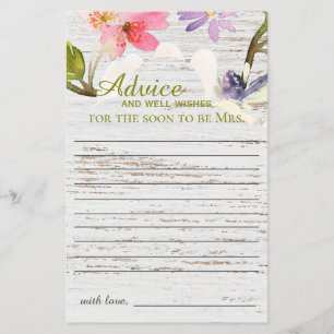 Rustic Pink Florals Bridal Shower Advice