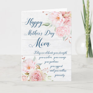 Rustic Pink Flowers Mother's Day Card