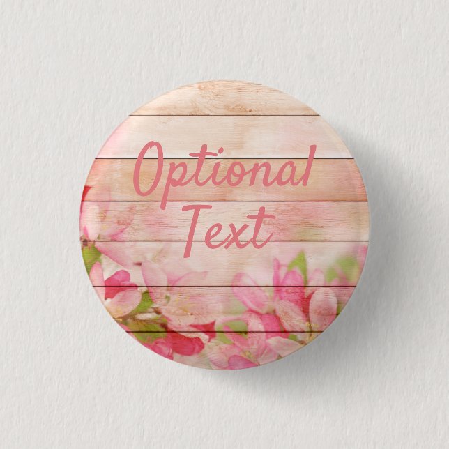 Rustic Pink Flowers on Wood 3 Cm Round Badge (Front)