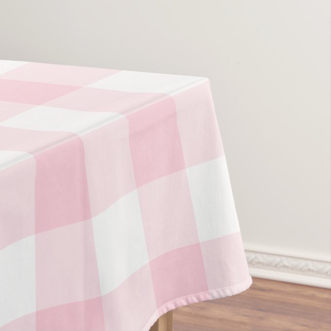 Rustic Pink Gingham Check Plaid Pattern Tablecloth (In Situ)