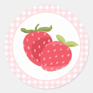 Rustic Pink Gingham Strawberries Sticker