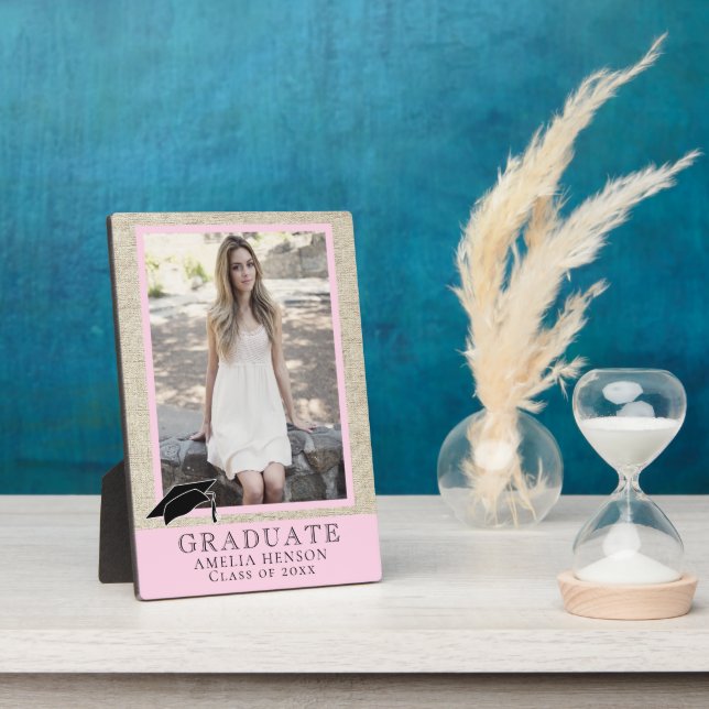 Rustic Pink Graduation Graduate Photo Plaque (Side)