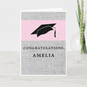 Rustic Pink Grey Congratulations Graduation Card