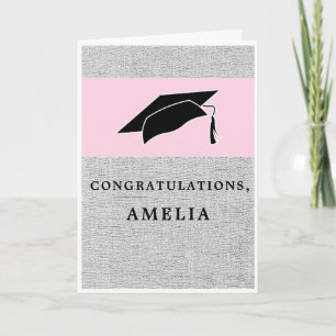 Rustic Pink Grey Congratulations Graduation Card
