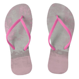 Rustic Pink Grey Mallow Abstract Trendy Art Nr42 Flip Flops