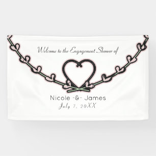 Rustic Pink Heart Vine Bridal Shower Custom Party Banner