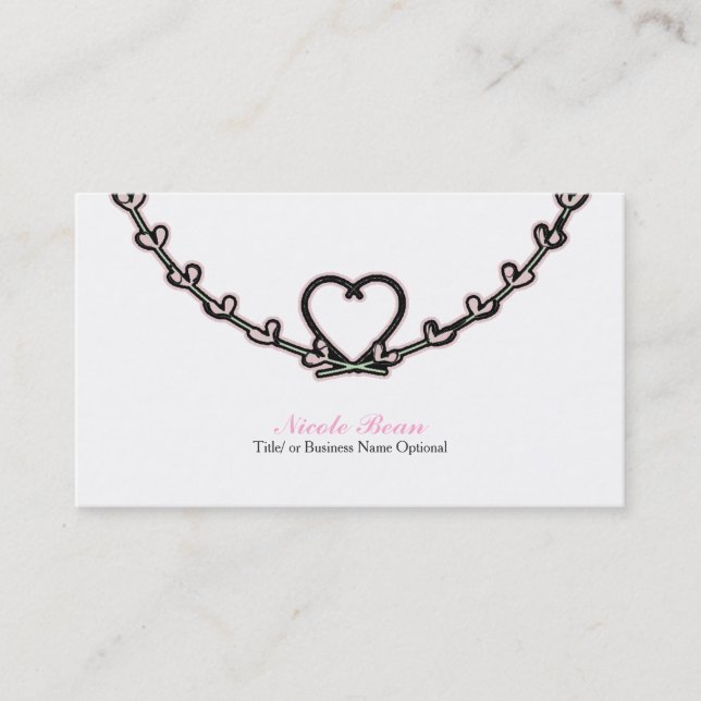Rustic Pink Heart Vine Country Chic Personalised Business Card (Front)