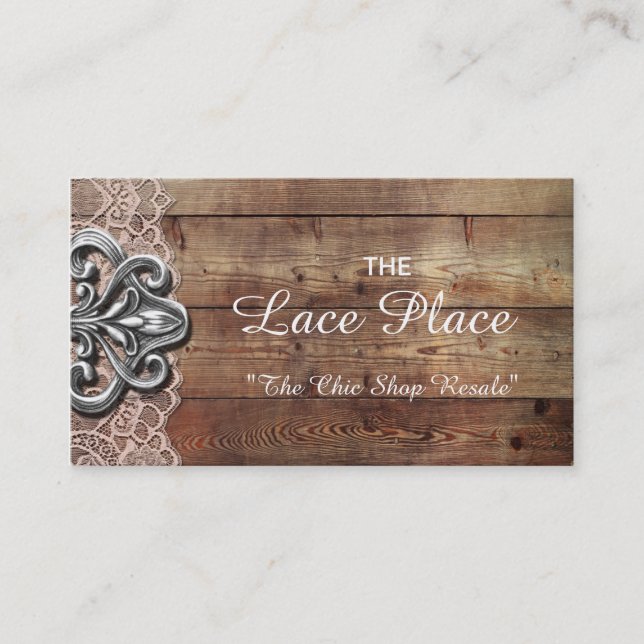 Rustic Pink Lace Shabby Chic Business Cards (Front)
