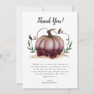 Rustic Pink Little Pumpkin Baby Shower Thank You Card