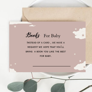 Rustic pink minimalistic cloud books for baby enclosure card