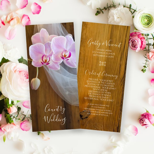 Rustic Pink Orchid Elegance Country Barn Wedding  Programme (Creator Uploaded)